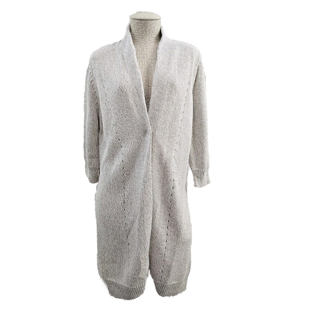 Magaschoni Knit Duster Length Button Front Cardigan Sweater‎ Sparkly Women's M